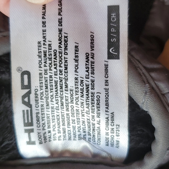 HEAD  black / gray windproof gloves Size small sherpa like lining . EUC - Picture 8 of 12